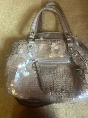 Coach Iridescent Silver Sequin Shoulder Bag